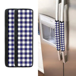 Navy And White Buffalo Check Print Refrigerator Handle Covers