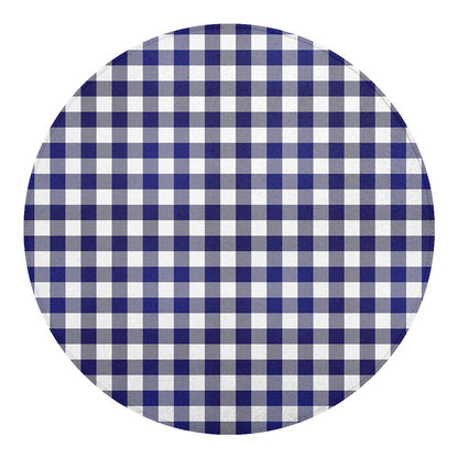 Navy And White Buffalo Check Print Round Blanket