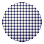 Navy And White Buffalo Check Print Round Blanket