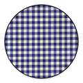 Navy And White Buffalo Check Print Round Floor Mat