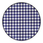 Navy And White Buffalo Check Print Round Floor Mat