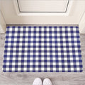 Navy And White Buffalo Check Print Rubber Doormat