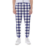 Navy And White Buffalo Check Print Scuba Joggers