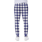 Navy And White Buffalo Check Print Scuba Joggers