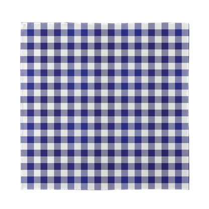 Navy And White Buffalo Check Print Silk Bandana
