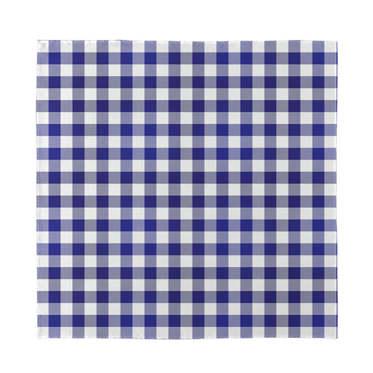 Navy And White Buffalo Check Print Silk Bandana