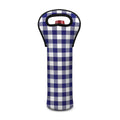 Navy And White Buffalo Check Print Single Neoprene Wine Tote