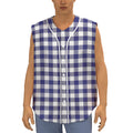 Navy And White Buffalo Check Print Sleeveless Baseball Jersey
