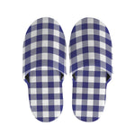 Navy And White Buffalo Check Print Slippers