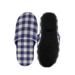 Navy And White Buffalo Check Print Slippers