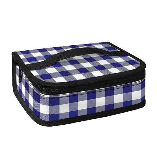 Navy And White Buffalo Check Print Small Lunch Bag