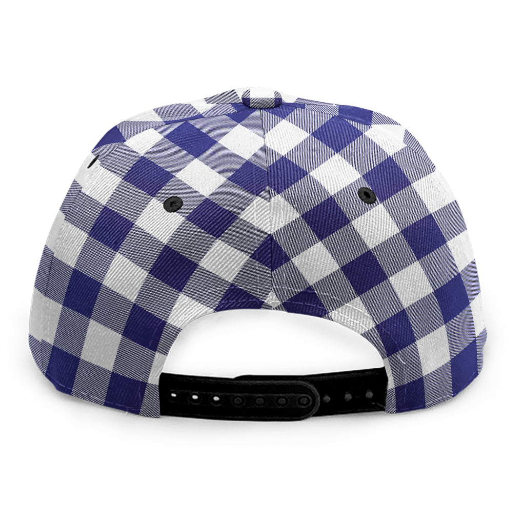 Navy And White Buffalo Check Print Snapback Cap