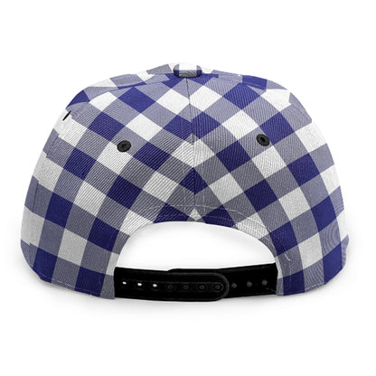 Navy And White Buffalo Check Print Snapback Cap