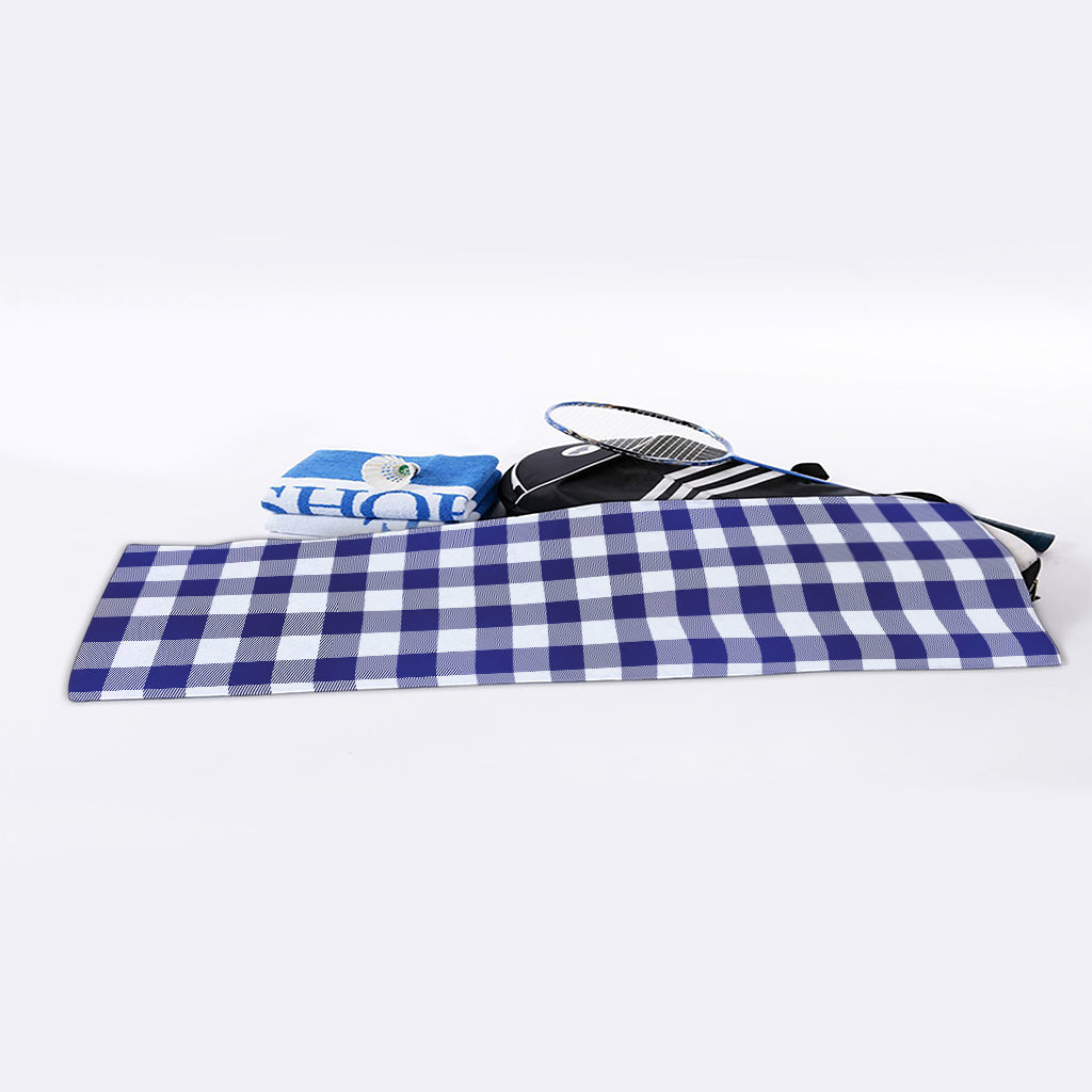 Navy And White Buffalo Check Print Sports Towel