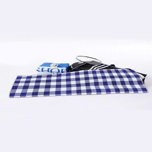 Navy And White Buffalo Check Print Sports Towel