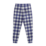 Navy And White Buffalo Check Print Sweatpants