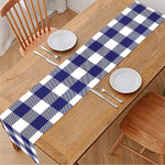 Navy And White Buffalo Check Print Table Runner