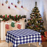 Navy And White Buffalo Check Print Tablecloth