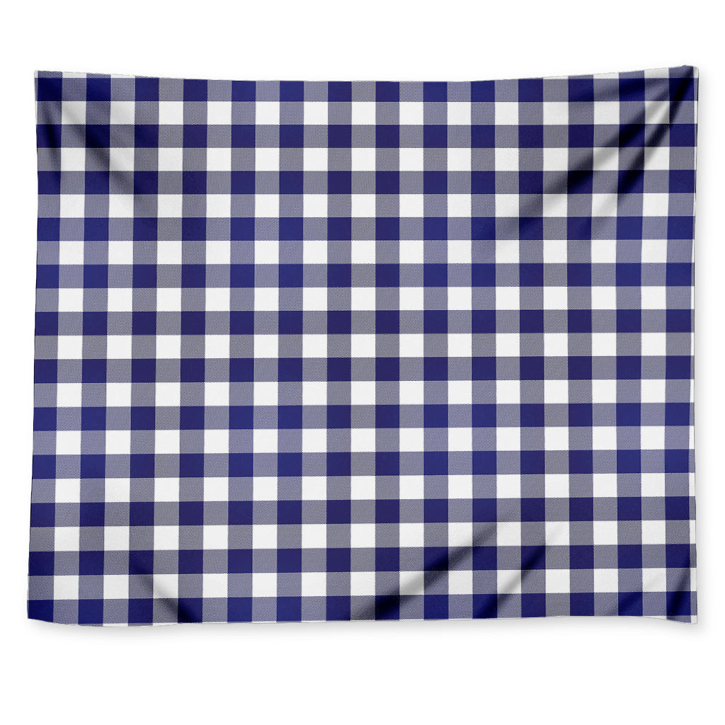 Navy And White Buffalo Check Print Tapestry