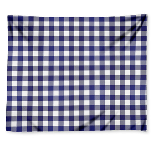 Navy And White Buffalo Check Print Tapestry