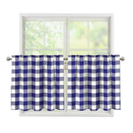 Navy And White Buffalo Check Print Tier Curtains
