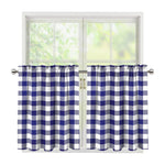 Navy And White Buffalo Check Print Tier Curtains