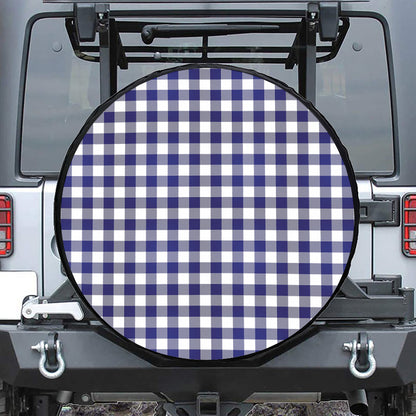 Navy And White Buffalo Check Print Tire Cover