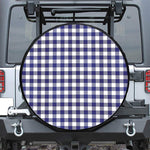 Navy And White Buffalo Check Print Tire Cover