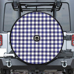 Navy And White Buffalo Check Print Tire Cover With Camera Hole