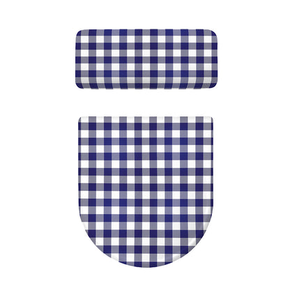 Navy And White Buffalo Check Print Toilet Lid And Tank Cover Set