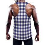 Navy And White Buffalo Check Print Training Tank Top
