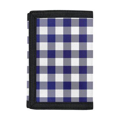 Navy And White Buffalo Check Print Trifold Wallet