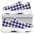 Navy And White Buffalo Check Print White Chunky Shoes