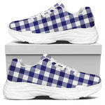 Navy And White Buffalo Check Print White Chunky Shoes