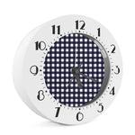 Navy And White Check Pattern Print Alarm Clock