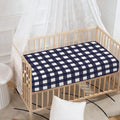 Navy And White Check Pattern Print Baby Crib Sheet