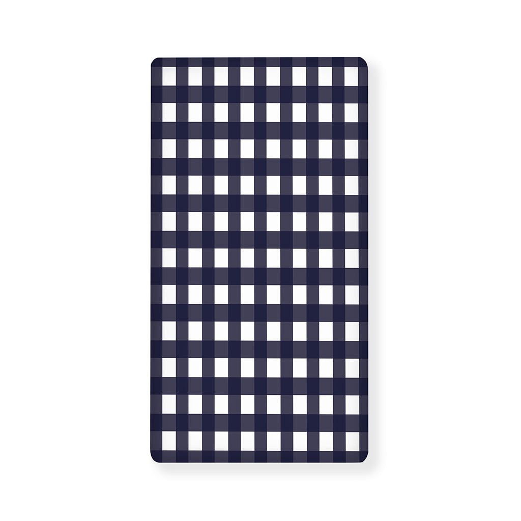 Navy And White Check Pattern Print Baby Crib Sheet