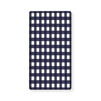 Navy And White Check Pattern Print Baby Crib Sheet