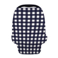 Navy And White Check Pattern Print Baby Seat Cover