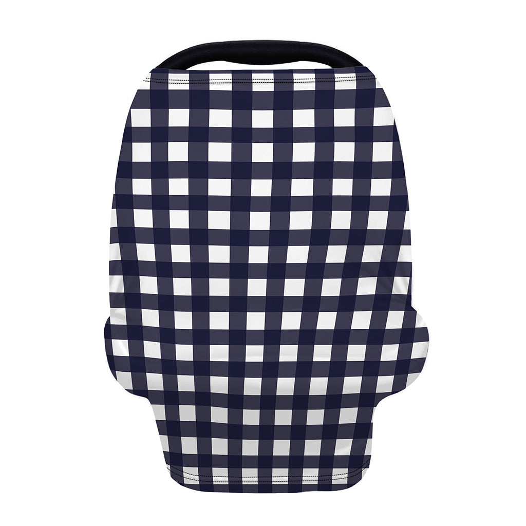 Navy And White Check Pattern Print Baby Seat Cover