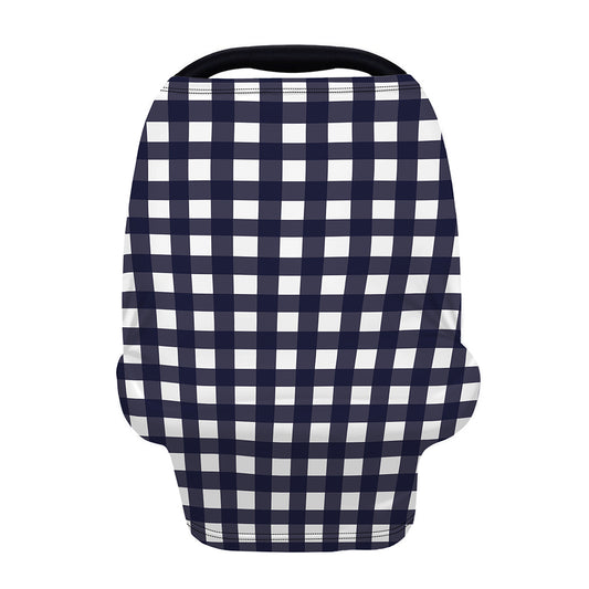 Navy And White Check Pattern Print Baby Seat Cover