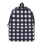 Navy And White Check Pattern Print Backpack