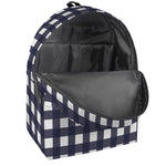 Navy And White Check Pattern Print Backpack