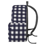 Navy And White Check Pattern Print Backpack