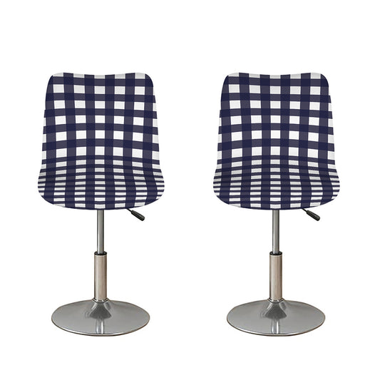 Navy And White Check Pattern Print Bar Stool Covers