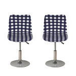 Navy And White Check Pattern Print Bar Stool Covers