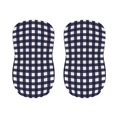 Navy And White Check Pattern Print Bar Stool Covers