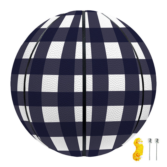 Navy And White Check Pattern Print Basketball