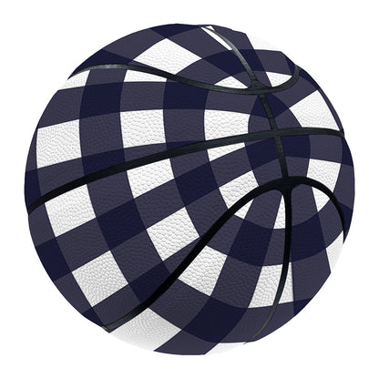 Navy And White Check Pattern Print Basketball