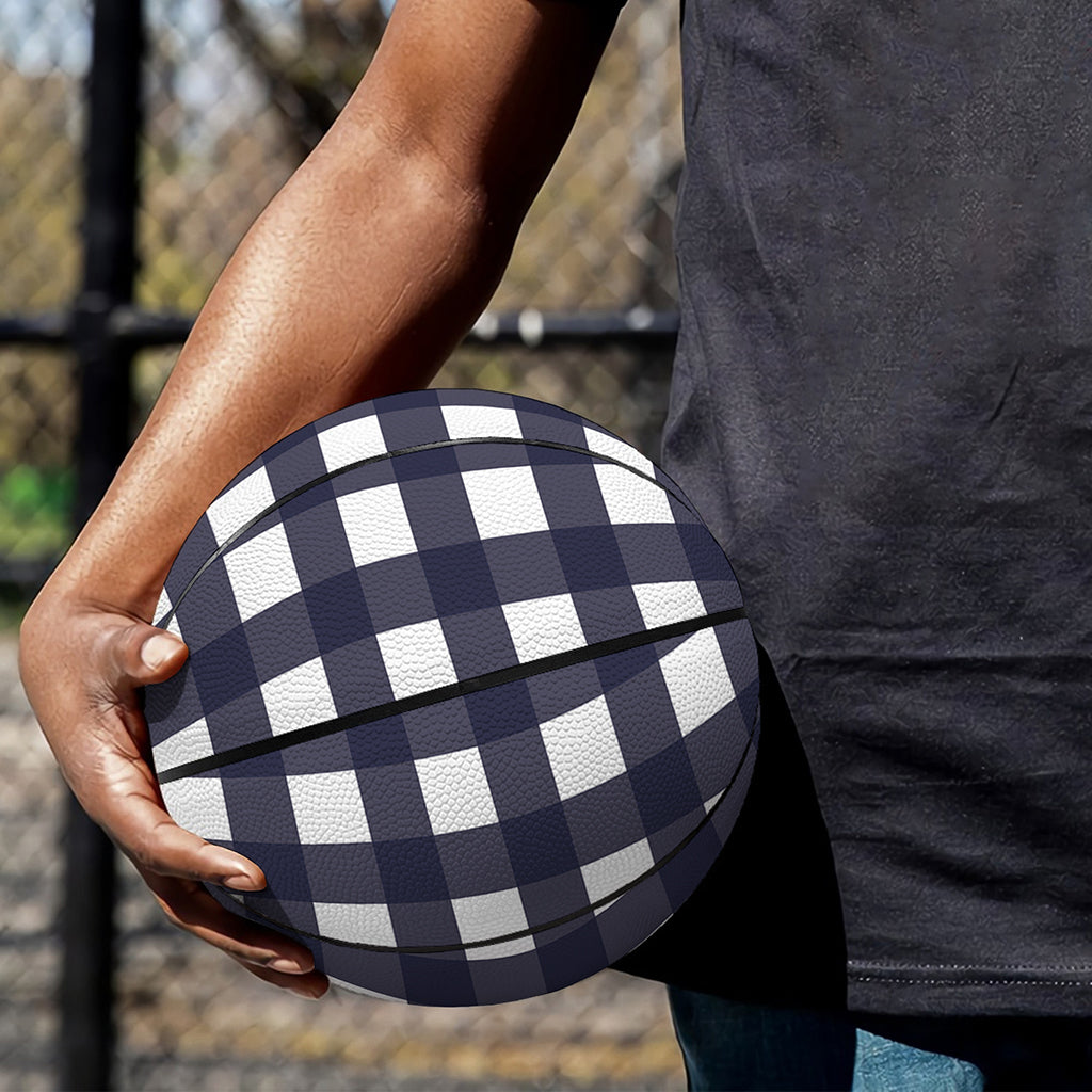 Navy And White Check Pattern Print Basketball